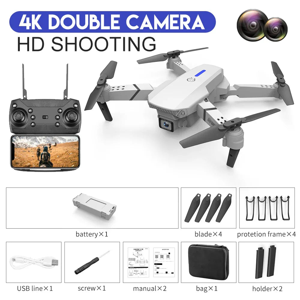 E88 Pro 4K Dual Camera Foldable Drone - HD Aerial Photography