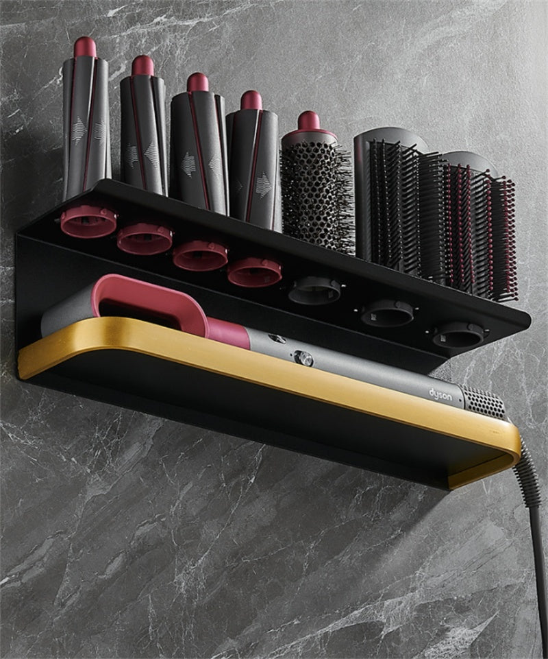 Curling Iron Holder - Wall Mount Bathroom Organizer Rack