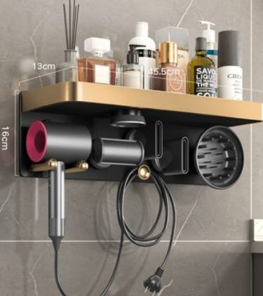 Curling Iron Holder - Wall Mount Bathroom Organizer Rack