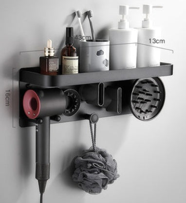 Curling Iron Holder - Wall Mount Bathroom Organizer Rack