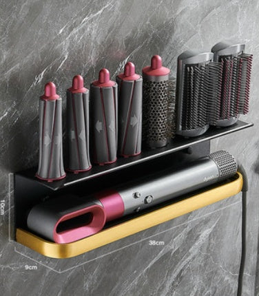 Curling Iron Holder - Wall Mount Bathroom Organizer Rack