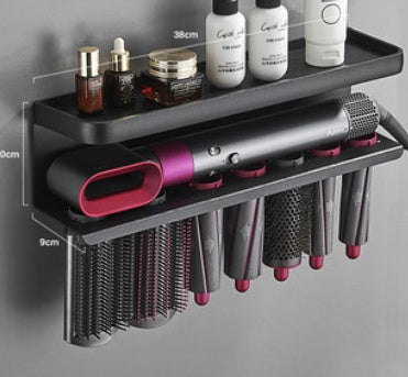 Curling Iron Holder - Wall Mount Bathroom Organizer Rack