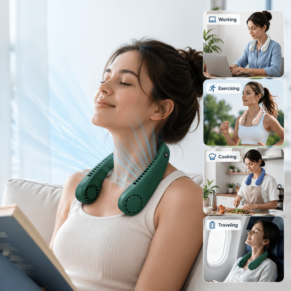 Bladeless Turbine Mini Neck Fan - Portable Hands-Free Cooling