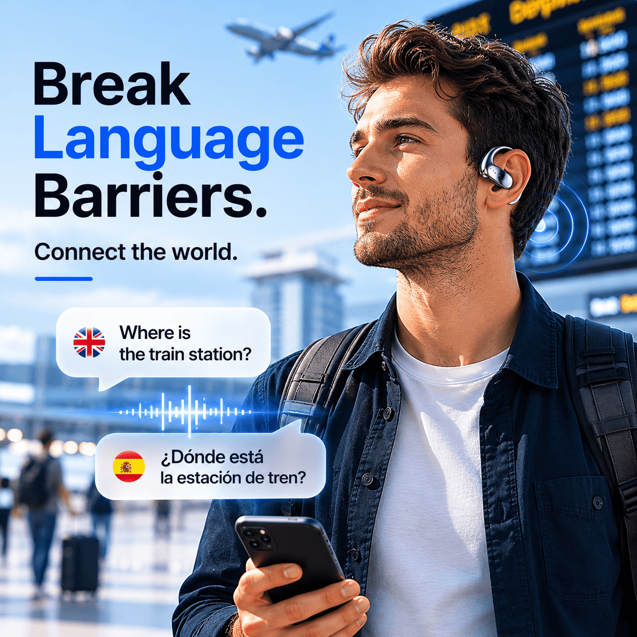 Smart Translation Headphones - Two-Way Conversation Translator