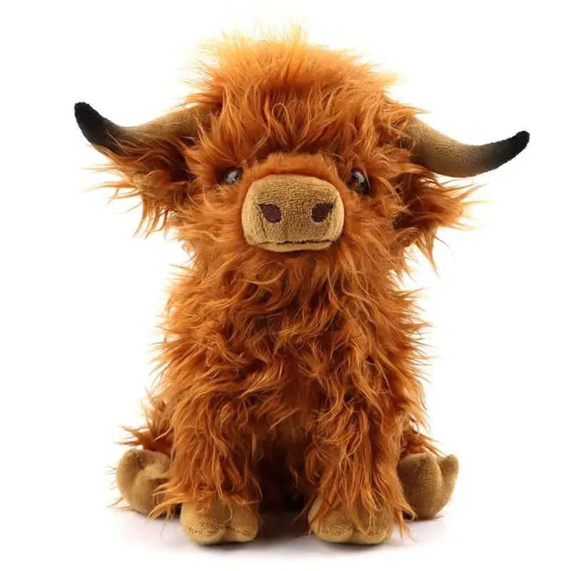 25cm Simulation Highland Cow Plush Animal Doll Soft Stuffed Highland Cow Plush Toy Kawaii Kids Baby Gifts Toy Home Room Decor