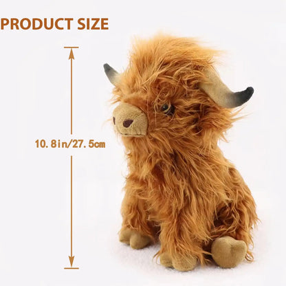 25cm Simulation Highland Cow Plush Animal Doll Soft Stuffed Highland Cow Plush Toy Kawaii Kids Baby Gifts Toy Home Room Decor