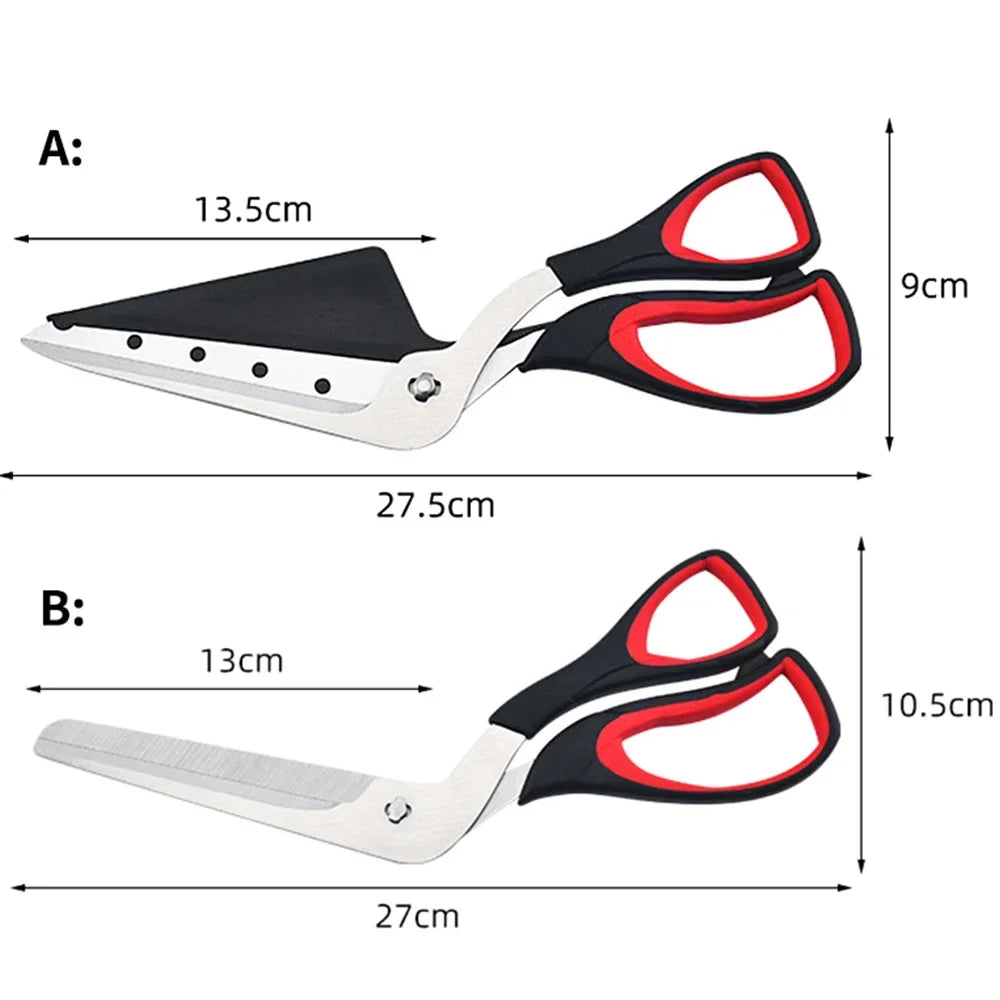 Professional Pizza Scissors Food-Grade Sharp Stainless Steel Blade and Soft Grip Handle Easy Cutting Pizza Spatula Slicer Tools