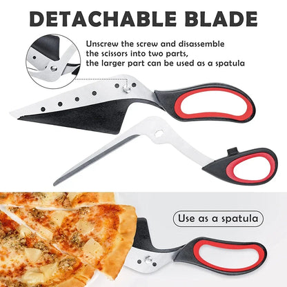 Professional Pizza Scissors Food-Grade Sharp Stainless Steel Blade and Soft Grip Handle Easy Cutting Pizza Spatula Slicer Tools