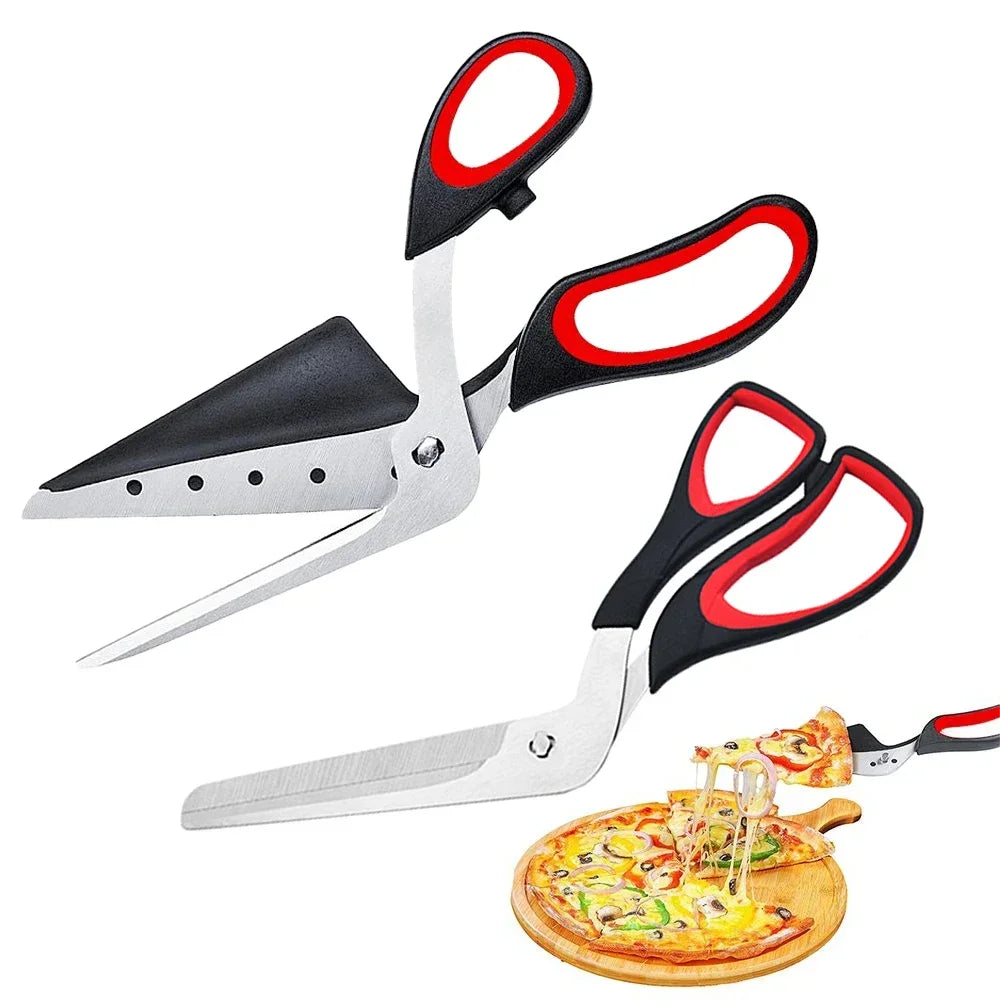 Professional Pizza Scissors Food-Grade Sharp Stainless Steel Blade and Soft Grip Handle Easy Cutting Pizza Spatula Slicer Tools