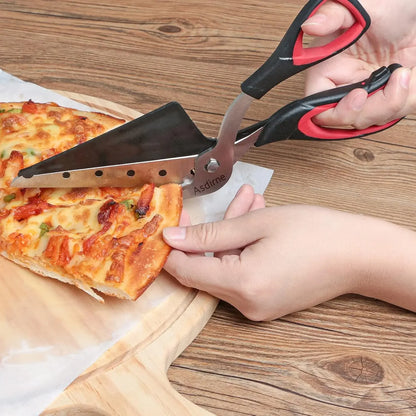 Professional Pizza Scissors Food-Grade Sharp Stainless Steel Blade and Soft Grip Handle Easy Cutting Pizza Spatula Slicer Tools