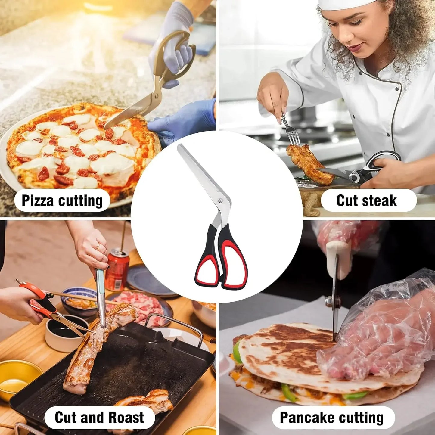 Professional Pizza Scissors Food-Grade Sharp Stainless Steel Blade and Soft Grip Handle Easy Cutting Pizza Spatula Slicer Tools