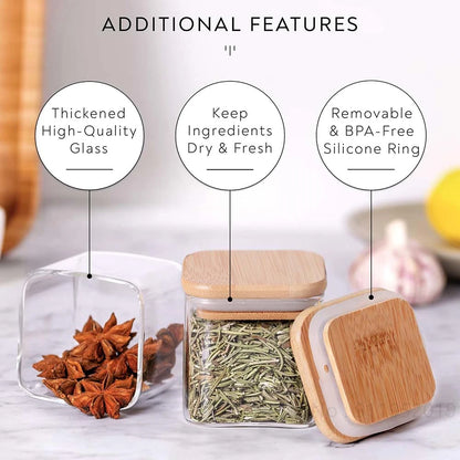 5oz Square Spice Jars with Bamboo Lids