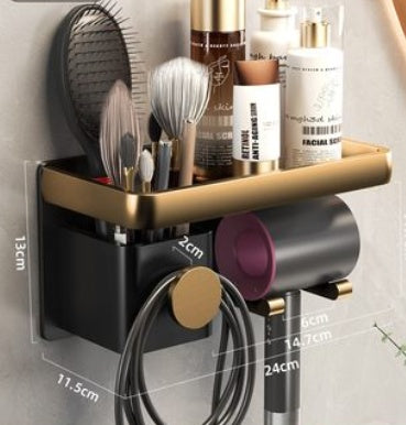 Curling Iron Holder - Wall Mount Bathroom Organizer Rack