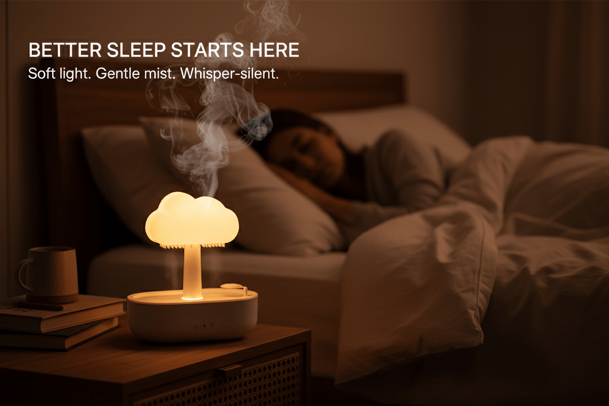 Portable Rain Cloud Night Light Humidifier for Baby Nursery Room
