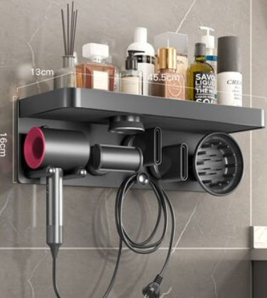 Curling Iron Holder - Wall Mount Bathroom Organizer Rack