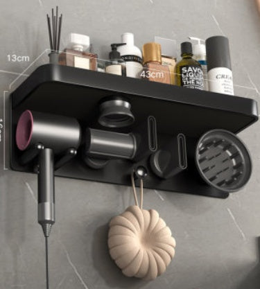 Curling Iron Holder - Wall Mount Bathroom Organizer Rack