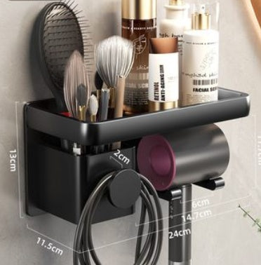 Curling Iron Holder - Wall Mount Bathroom Organizer Rack