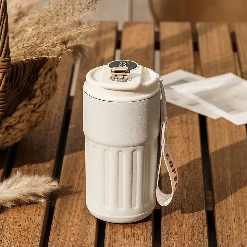 Modern thermal bottle with smart touch display and premium insulation