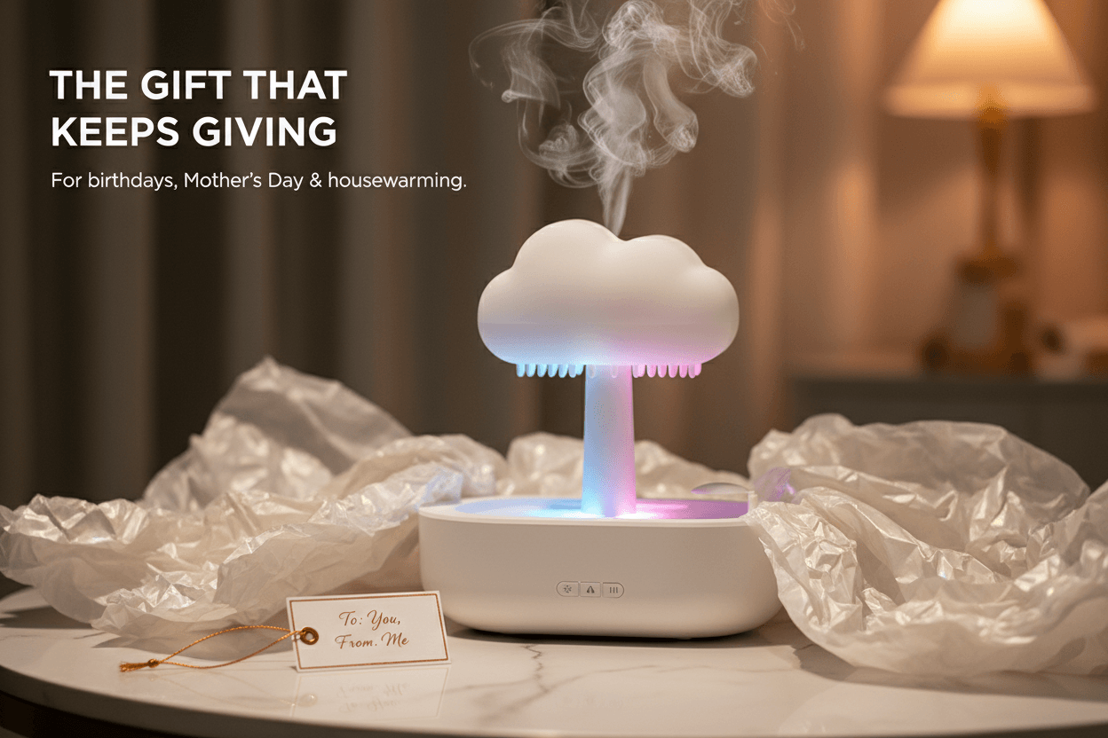 Decorative Rain Cloud Humidifier with Soothing LED Glow
