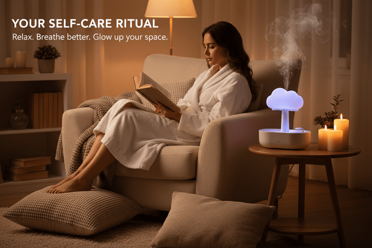 USB Rain Cloud Air Humidifier with Soft LED Night Lamp